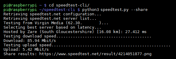 speedtest-cli with share option