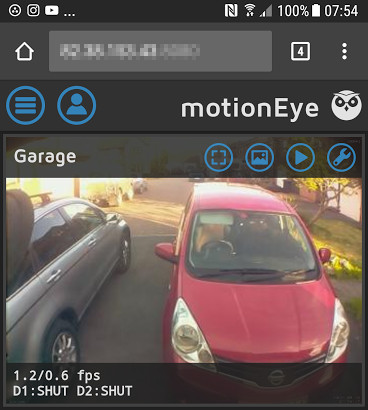 motionEyeOS monitoring on a Smartphone