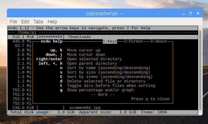 Ncdu storage analysis