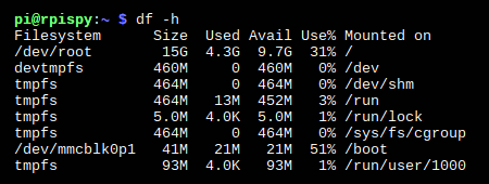 SD Card Space Usage