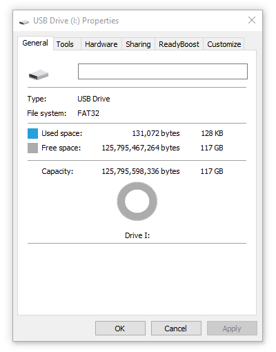 128GB SD card capacity in Windows