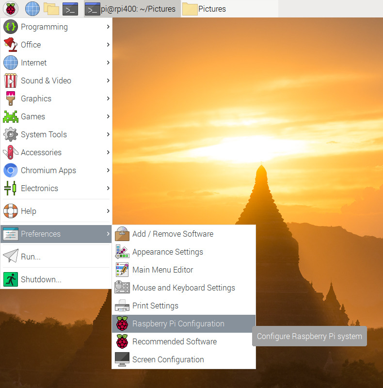 Raspberry Pi Configuration menu option