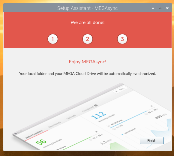 MEGAsync setup complete