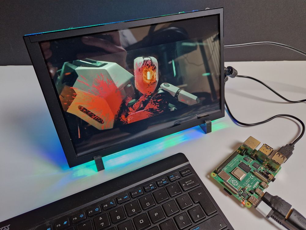 Elecrow Meteor 10.1 inch IPS Touchscreen connected to a Raspberry Pi 4 via the HDMI interface